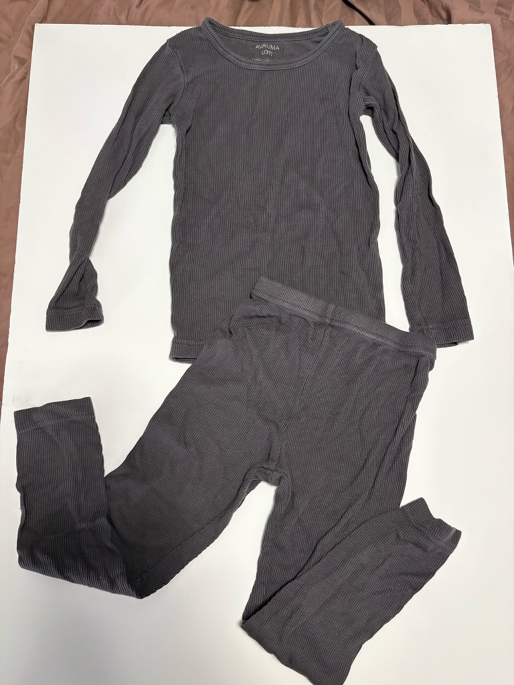 Toddler ribbed long sleeve pjs gray stretchy ribbed 3t